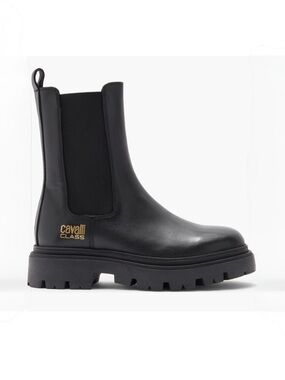 Roberto Cavalli Black Lug Platform Chelsea Boot women size 39 US 9 NEW 
$570
